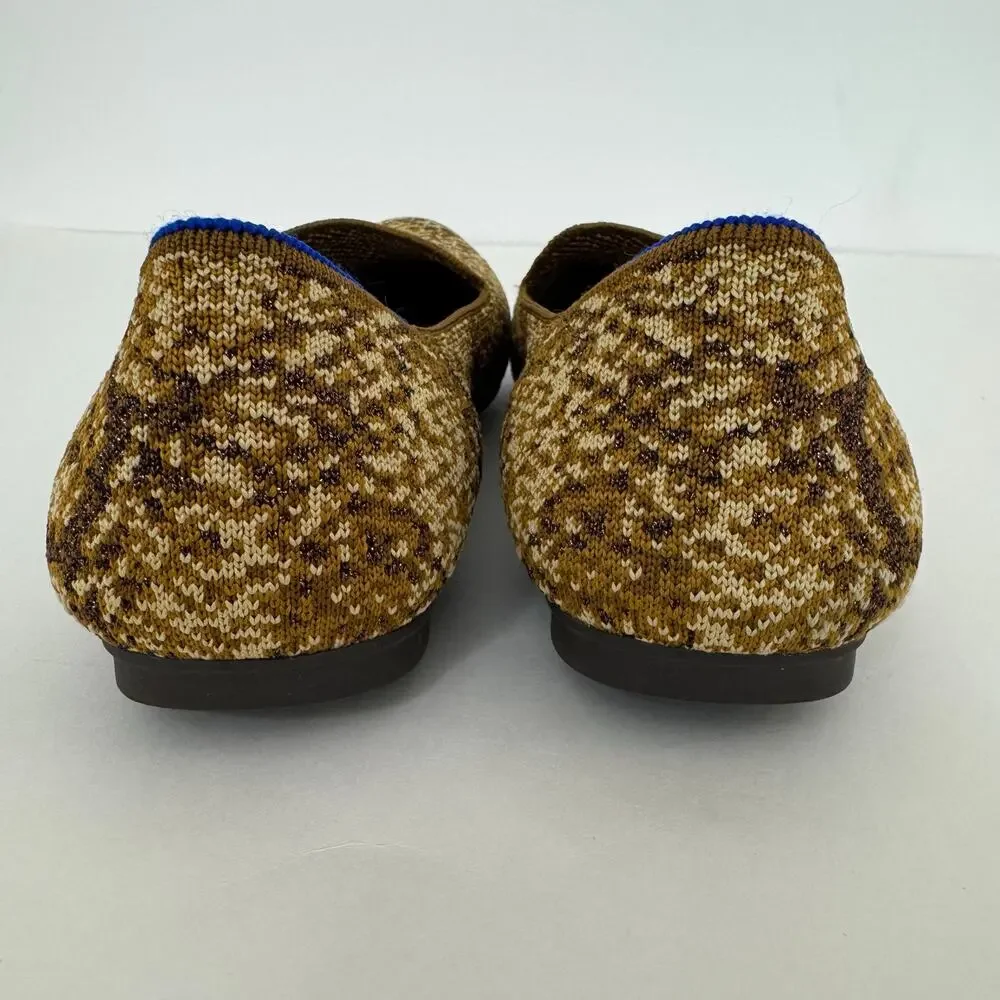 Rothy's The Loafer Fabric Knit Slip-On Flats Shoes in Bronze Metallic Python 9.5